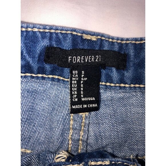 Forever 21Size S Shorts Jean Distressed Blue Denim Cut Off Festival Beach Vacay - Picture 2 of 5